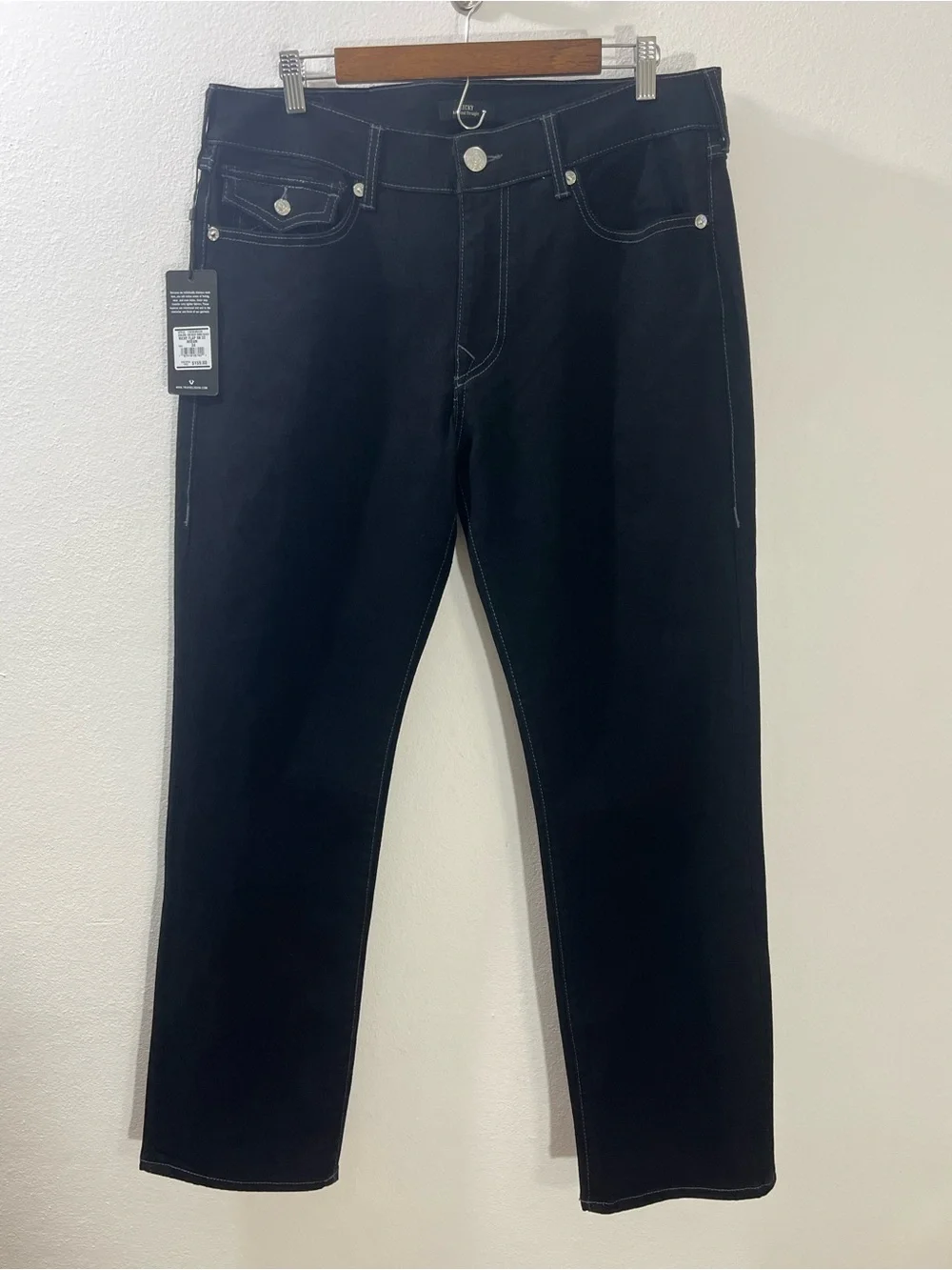 True Religion Ricky SN Flap Relaxed Straight Jeans Men’s 34 34x32 Black NWT